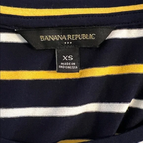 Banana Republic yellow/navy blue stripe short sleeve dress size XS Rayon/spandex - Picture 4 of 5